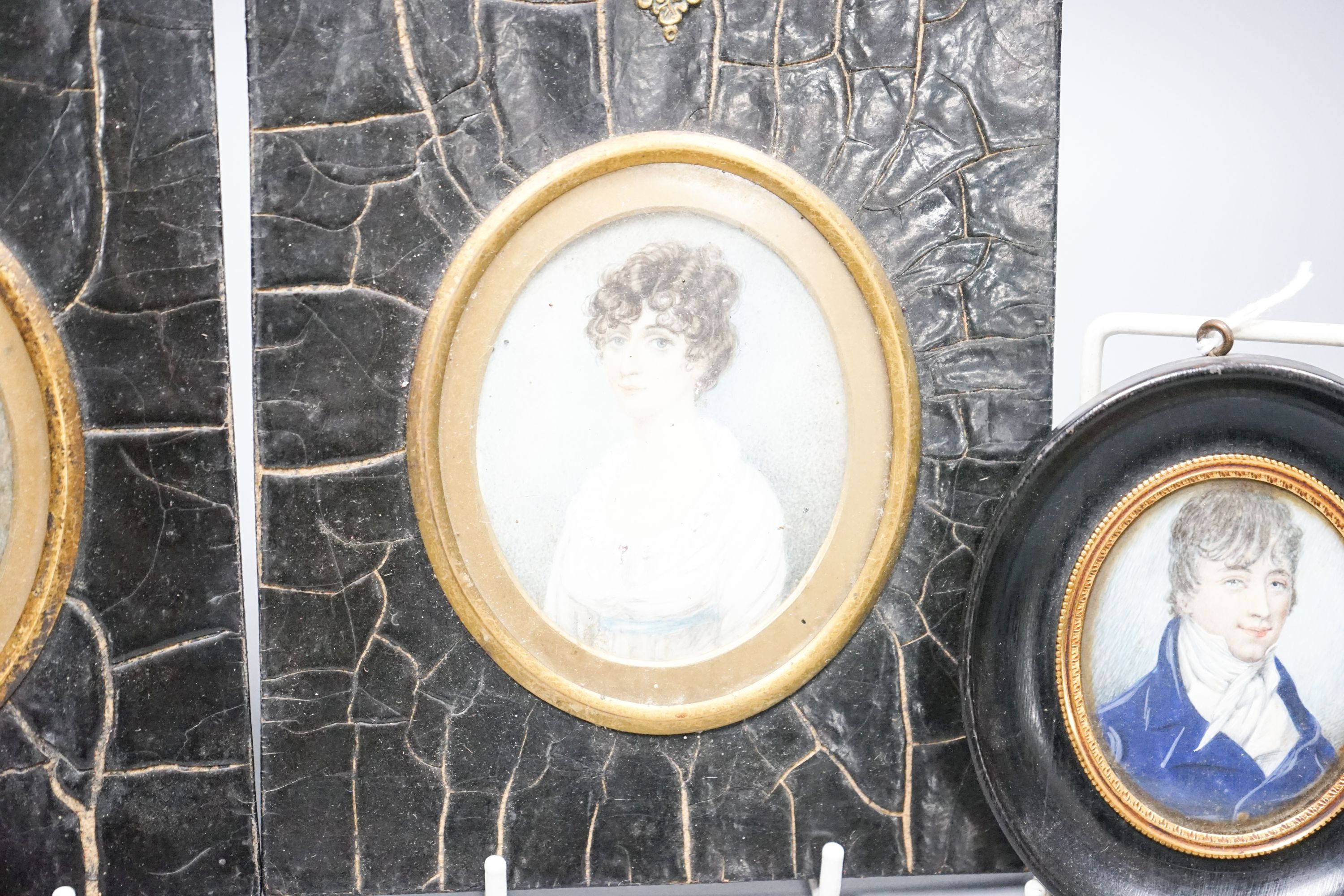 A group of three 19th century framed portrait miniatures